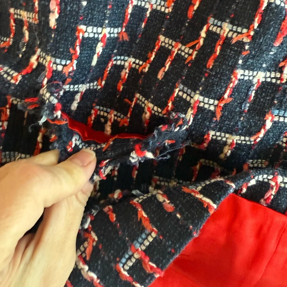 Kate Spade EUC Darby Tweed Cropped Blazer Navy Red Size 10